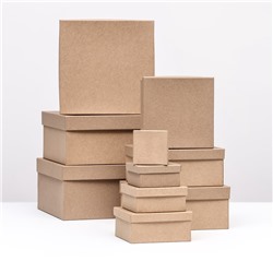 Набор коробок квадратных 10 в 1 крафт,24.5×24.5×11.5 - 6.5×6.5×4 см,