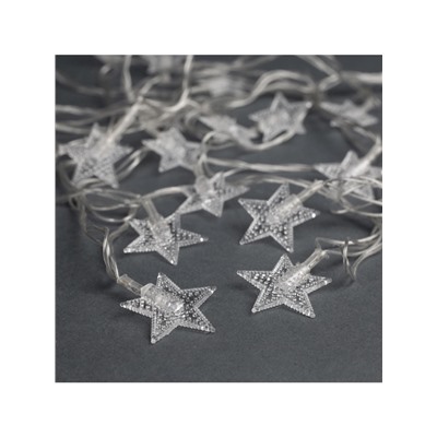 Гирлянда «Нить» 5 м с насадками «Звезда в крапинку», IP20, прозрачная нить, 20 LED, свечение мульти (RG/RB), мигание, 220 В