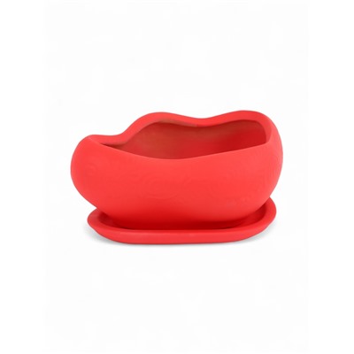 Горшок для кактусов и суккулентов «Бонсай», 600 мл, 18×14 см, керамический, с поддоном, красный