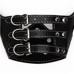 Намордник из прессованной кожи регулируемый, 3 (длина по носу 6.8 см, обхват морды 21-28 см), чёрный