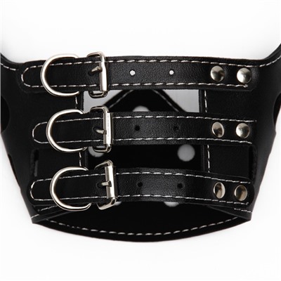 Намордник из прессованной кожи регулируемый, 3 (длина по носу 6.8 см, обхват морды 21-28 см), чёрный