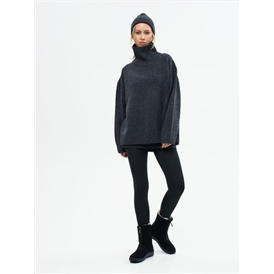 Ботинки женские чёрные замшевые на молнии, литая подошва