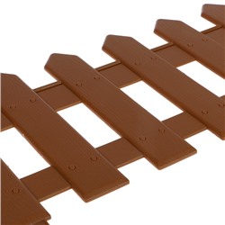 Ограждение декоративное, 30×196 см, 4 секции, пластик, коричневое, «Палисадник»