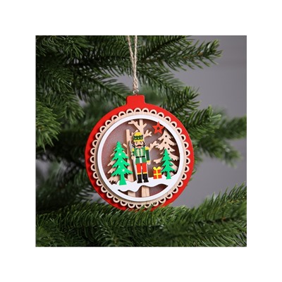 Ёлочная игрушка «Щелкунчик», 10×10 см, 1 LED, от батареек, свечение тёплое белое