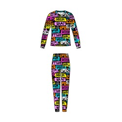 Термокомплект трикот. для девочек: фуфайка (футболка) с длин. рук, брюки