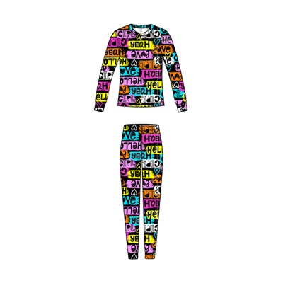 Термокомплект трикот. для девочек: фуфайка (футболка) с длин. рук, брюки