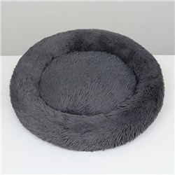 Лежанка для собак и кошек, длинный мех, 45×35×11 см, серая