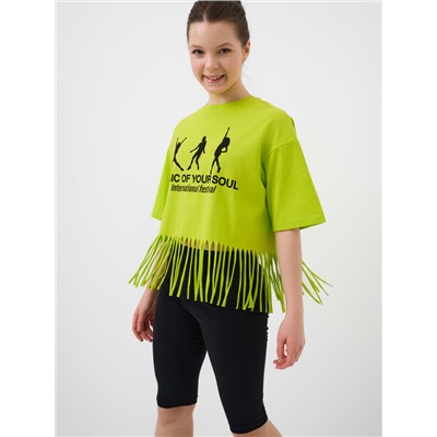 Комплект трикотажный для девочек: джемпер (футболка), брюки (легинсы укороченные)