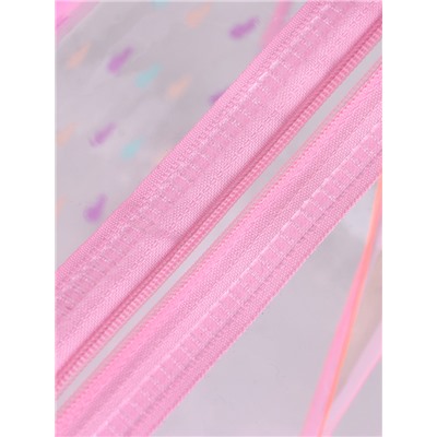Косметичка-сумка для бассейна, с ручками, с рисунком, в горох, прозрачная/розовая