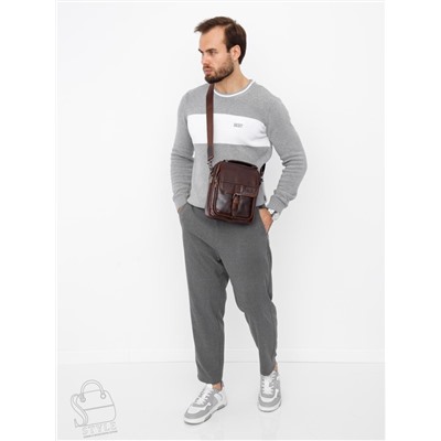 Сумка мужская кожаная 8612S brown Fuzhiniao в Новосибирске