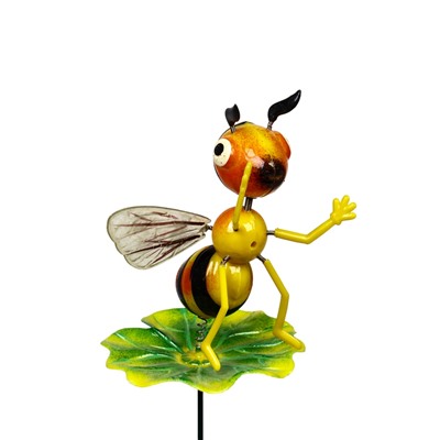 Штекер садовый «Пчёлка на листочке», h=60 см, МИКС, Greengo