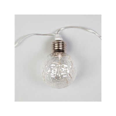 Гирлянда «Нить» 3 м с насадками «Лампочки шары», IP20, прозрачная нить, 80 LED, свечение белое, 8 режимов, 220 В
