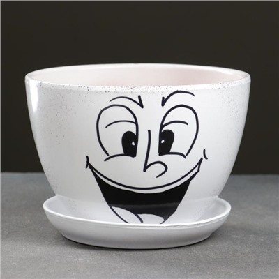 Горшок для цветов «Настроение», 1.65 л, d=17 см, h=13 см, керамический, с поддоном