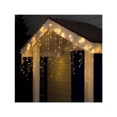 Гирлянда «Бахрома» 3×0.6 м, IP44, УМС, прозрачная нить, 160 LED, свечение тёплое белое, 220 В