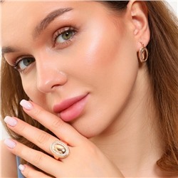 Комплект ювелирная бижутерия геометрия коллекция "Дубай" серьги и кольцо 17 р, покрытие: позолота, вставка: цирконы, цвет: прозрачный, арт.213.812-17