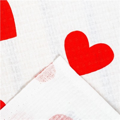 Простыня для бани «Сердечки» 150×180±5 см, 100% хлопок, вафельное полотно, 160 г/м²