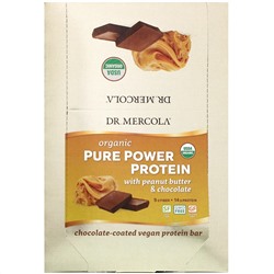 Dr. Mercola, Organic Pure Power Protein Bar, Peanut Butter & Chocolate, 12 Bars, 1.83 oz (52 g) Each