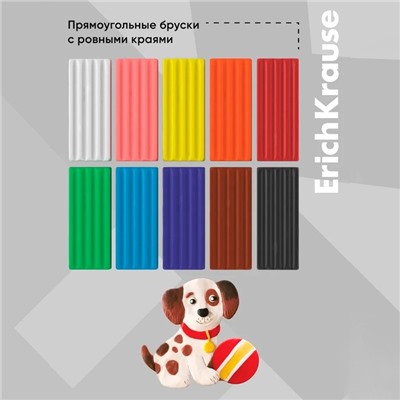 Пластилин ErichKrause Basic, 10 цветов, 160 г, в картонной упаковке