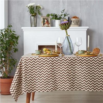 Набор кухонный «Доляна»: скатерть 145×200 см, салфетки 40×40 см-4 шт., коричневый, 100% п/э, рогожка 200 г/м²