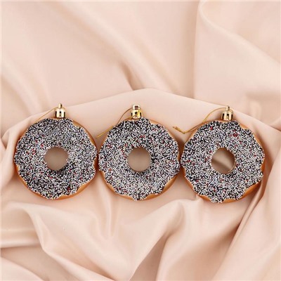 Ёлочные игрушки 3 шт. «Пончики» 2×8 см