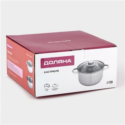 Кастрюля Доляна «Чёрная ночь», 1.5 л, с крышкой, капсульное дно, нержавеющая сталь