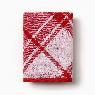 Полотенце махровое «Этель Клетка», 50×90 см, хлопок 100%, красное