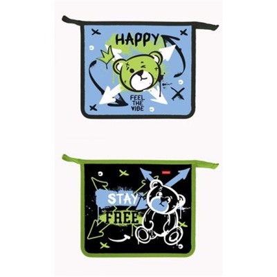 Папка для тетрадей А5 на молнии сверху пластиковая "Be happy" (090208) 01021 Хатбер