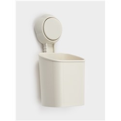 Стакан для зубных щёток на вакуумной присоске, пластик, 9×7.7×19 см, белый