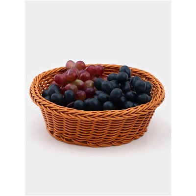 Корзинка для фруктов и хлеба Доляна «Капучино», 21×7 см, пластик, плетёная, коричневая