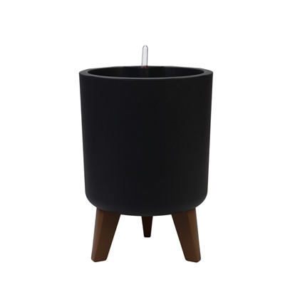 Кашпо для цветов «Флориан», 11 л, d=25 см, h=39.5 см, пластиковое, с автополивом, на ножках, серое