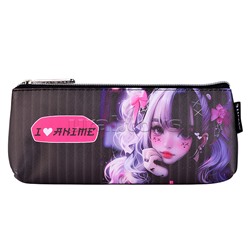 Пенал "I Love Anime" 21x8x3,5 см, треугольный для 45 предметов, на молнии, искусственная кожа с антивандальной фактурой, с подкладом