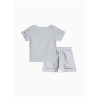 Костюм (рубашка и шорты ) детский KAFTAN «Муслин», размер 30 (98-104 см), серый