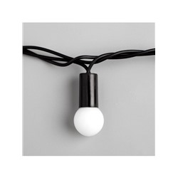 Гирлянда «Нить» 10 м с насадками «Шарики 1.5 см», IP44, тёмная нить, 100 LED, свечение бело-синее, мигание, 220 В