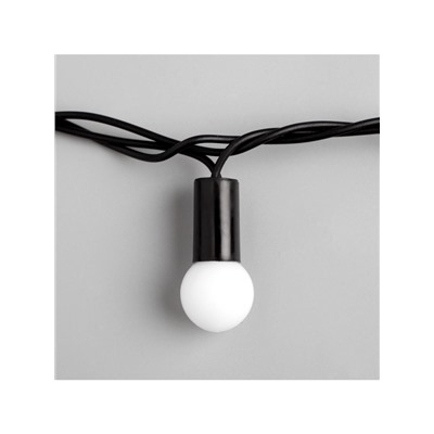 Гирлянда «Нить» 10 м с насадками «Шарики 1.5 см», IP44, тёмная нить, 100 LED, свечение бело-синее, мигание, 220 В