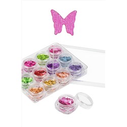 Nail Art Набор пайеток бабочки, 12 шт/наб. KRISTALLER, 1107645