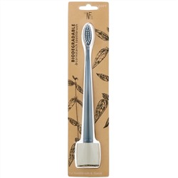 The Natural Family Co., Biodegradable Cornstarch Toothbrush, Monsoon Mist, Soft, 1 Toothbrush & Stand