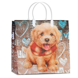 Пакет подарочный 30х30+10, 150мкм из мягкого пластика "Любимчик" ламинированный