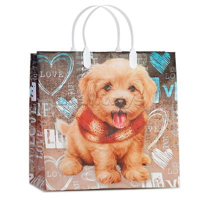 Пакет подарочный 30х30+10, 150мкм из мягкого пластика "Любимчик" ламинированный