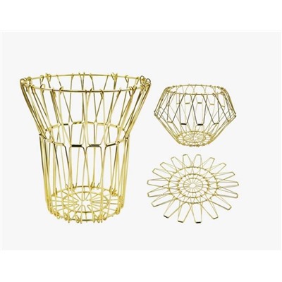 Удивительная Фруктовница металлическая складная ваза для фруктов золото