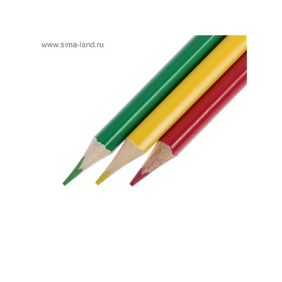 Карандаши Calligrata, цветные, двусторонние, 24 цвета, 12 шт., трёхгранные, деревянные