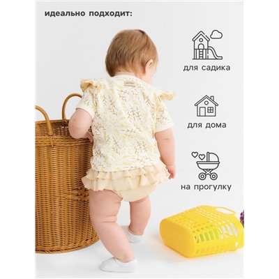 Комплект для девочки (футболка и шорты) детский MINAKU Nature, рост 80-86 см, бежевый