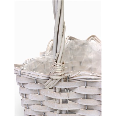 Корзина плетёная для хранения, лоза, прямоугольная, белая, набор 3 шт.