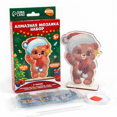 УЦЕНКА Алмазная мозаика на деревянной фигурке "Медвежонок"
