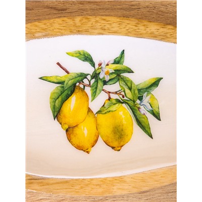 УЦЕНКА Блюдо в форме рыбки «Лимоны» дерево манго 25.5×10×2 см