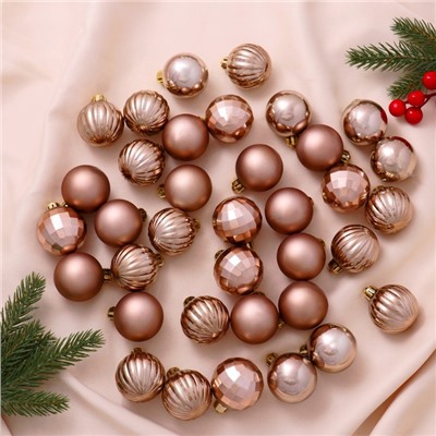 Ёлочные игрушки «Диско ассорти», шары новогодние, d=4 см, набор 36 шт., коричневый