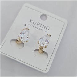Серьги коллекция "Xuping" покрытие позолота, вставка: фианит, цвет: прозрачный, арт.004.013
