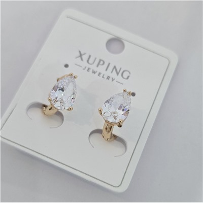 Серьги коллекция "Xuping" покрытие позолота, вставка: фианит, цвет: прозрачный, арт.004.013