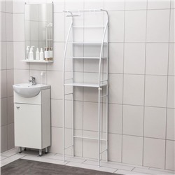 Стеллаж над унитазом со штангой для сушки, 47×25×175 см, белый