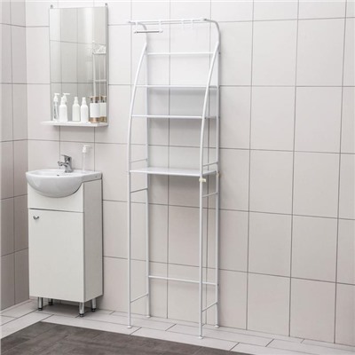 Стеллаж над унитазом со штангой для сушки, 47×25×175 см, белый