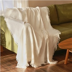 Плед с бахромой SL Home Mosaic, 130×180 см, белый